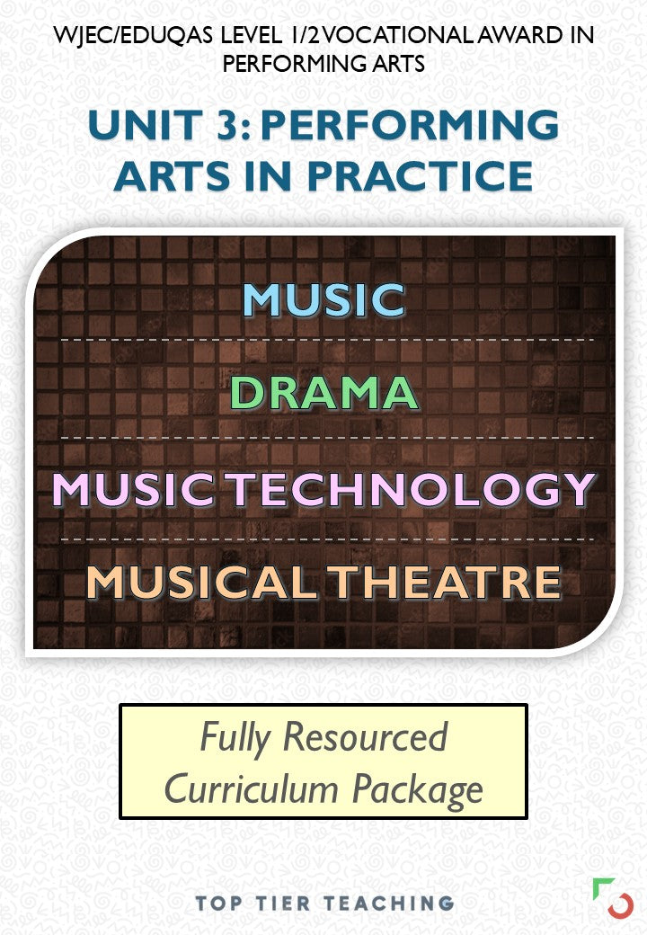 Unit 3: Performing Arts in Practice | COMPLETE CURRICULUM PACKAGE | WJEC/Eduqas Level 1/2 Vocational Award in Performing Arts