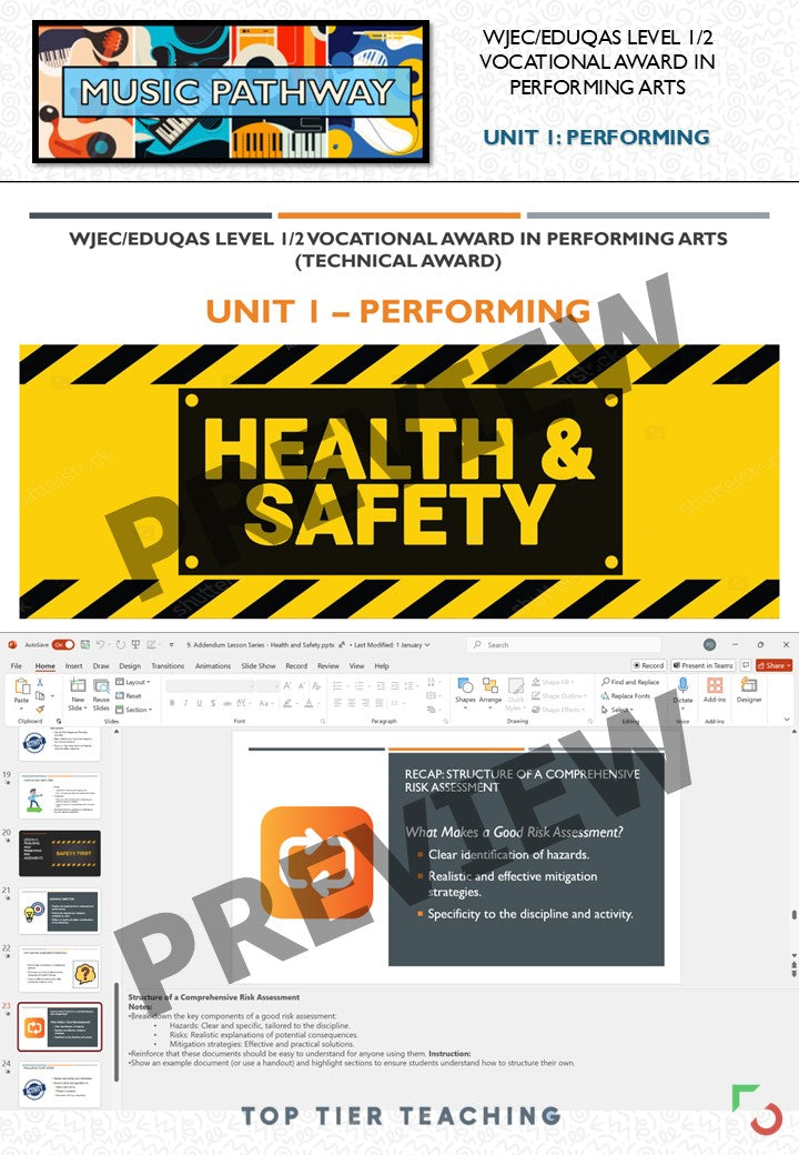 Unit 1: Performing MUSIC Pathway | Curriculum Package | WJEC/Eduqas Level 1/2 Vocational Award in Performing Arts